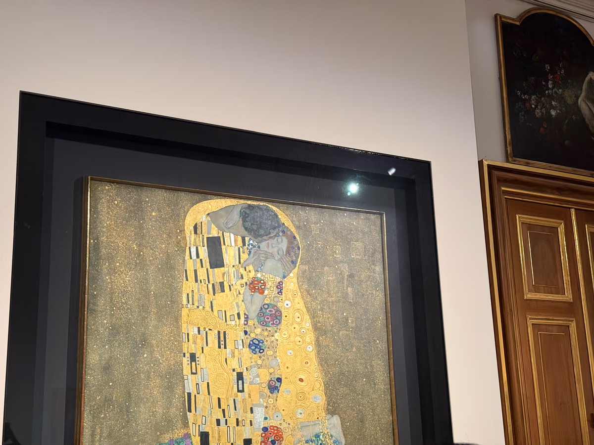Klimt's The Kiss hanging in the Belvedere in Vienna